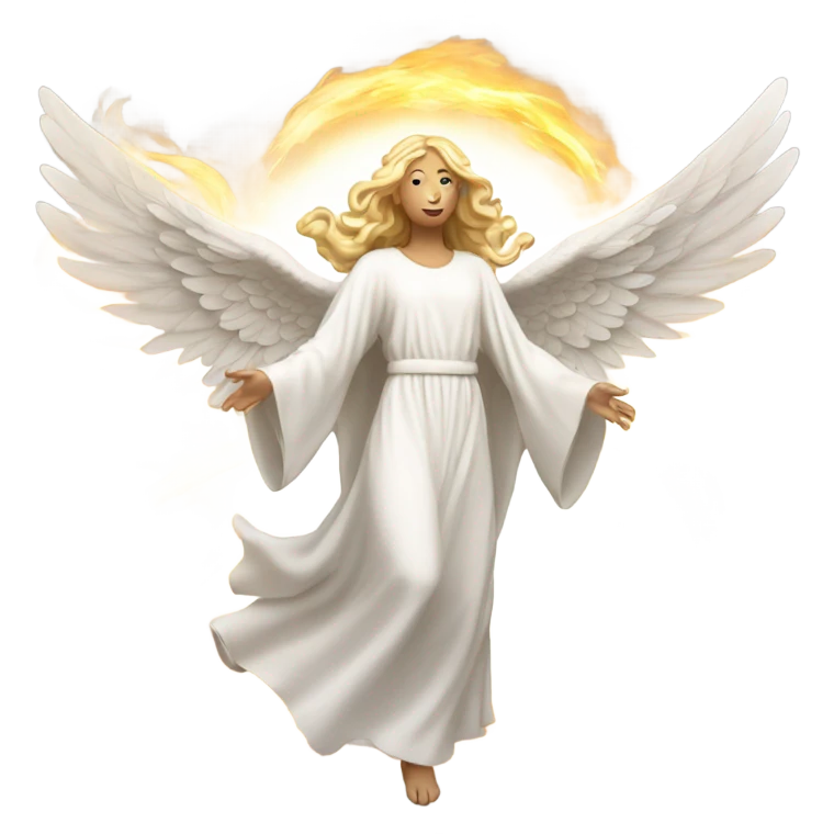 white angel, surrounded by fire
 emoji