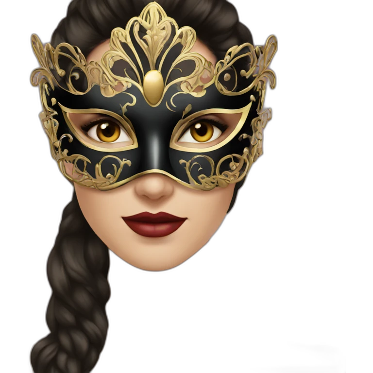 Masquerade beautiful brunette in a mask emoji
