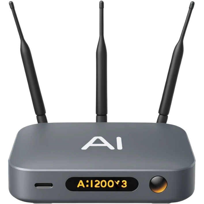 A simple 2d TV box facing the camera that has simple text 'AI' on its screen. The TV has antennas on it.  emoji