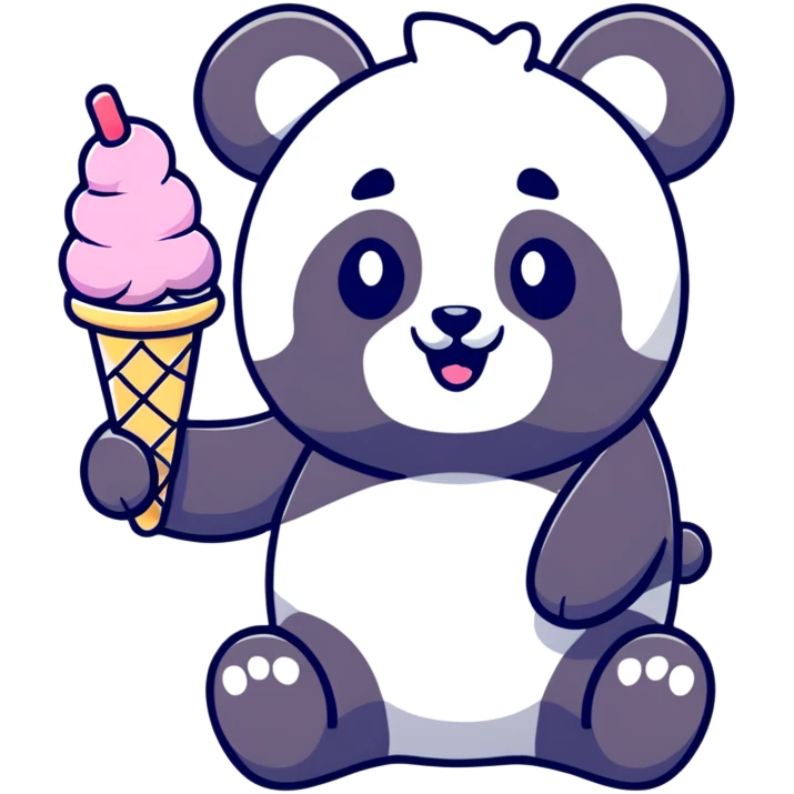 Panda eating ice cream emoji