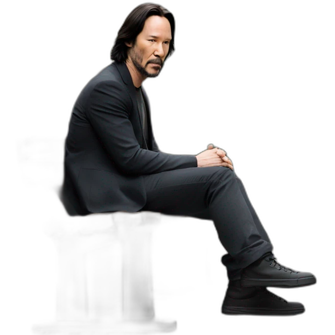 Keanu Reeves sitting on the corner of a sad bench emoji