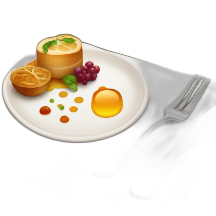 "Design a fine dining setting with a beautifully plated gourmet meal, in a luxurious restaurant emoji