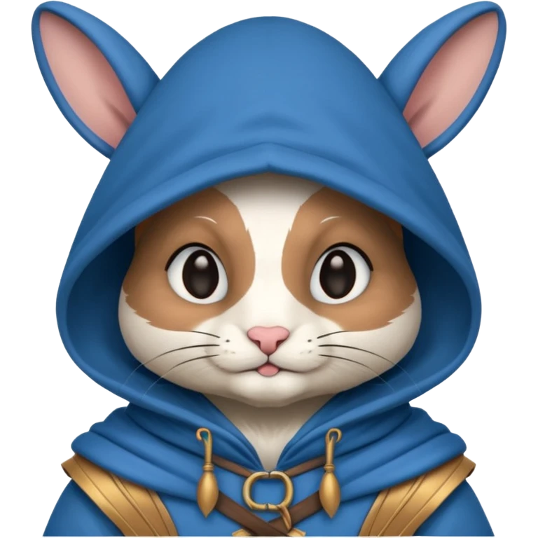 rabbit warrior with hood, blue emoji