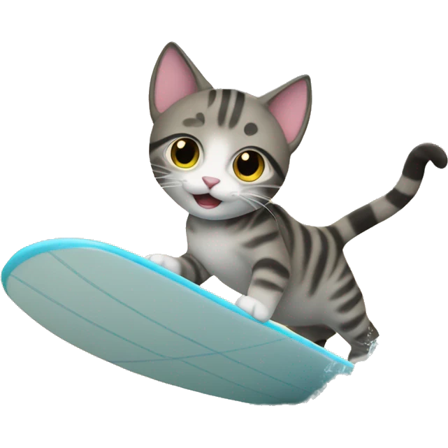 Cat surfing on waves emoji