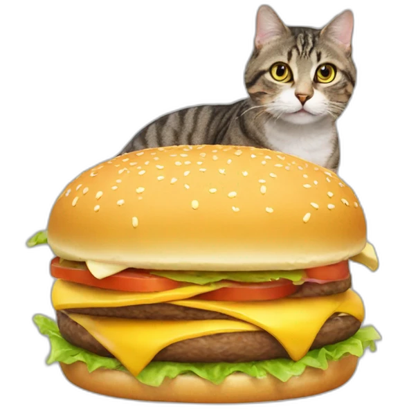 cat eating cheeseburger emoji