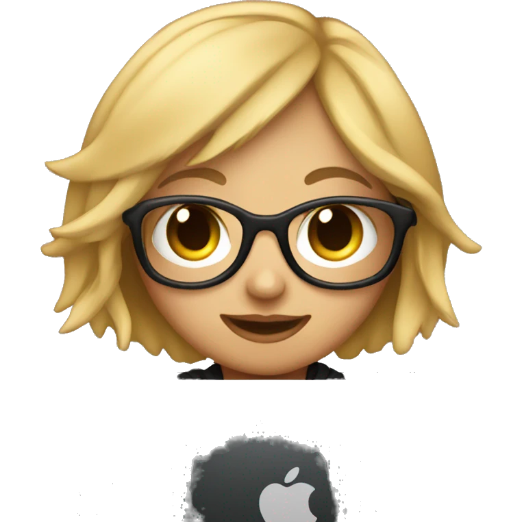cute e-girl working on a black MacBook emoji