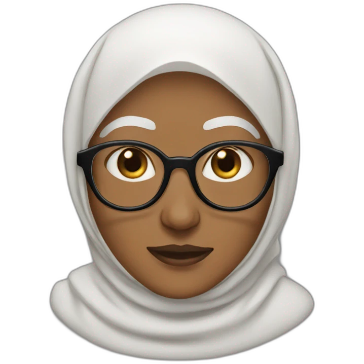 Hijabi white old woman with glasses and brown eyes emoji