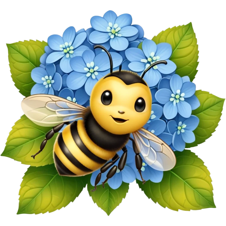Cute bee on a hydrangea emoji