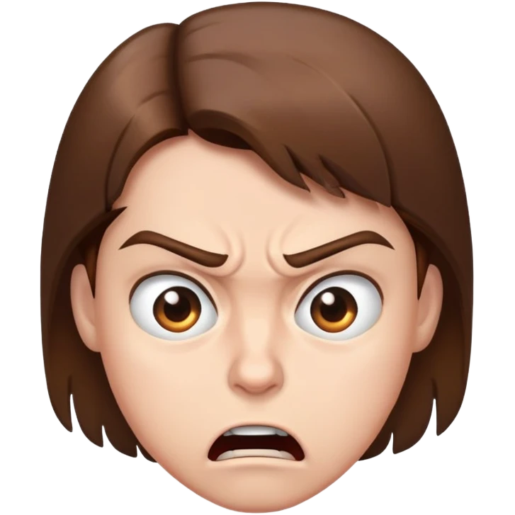 Angry confused face with brown hair  emoji