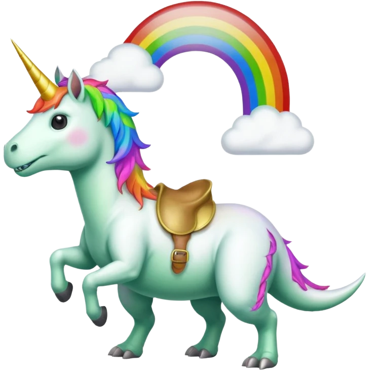 Unicorn riding a T. rex emoji