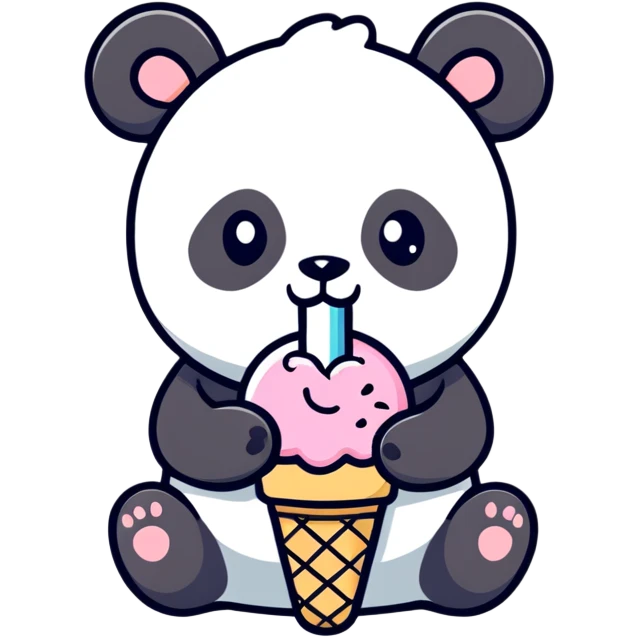 Panda eating ice cream emoji