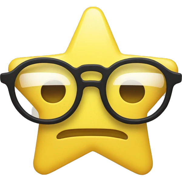 yellow glasses with glasses in the shape of a pentagonal star emoji