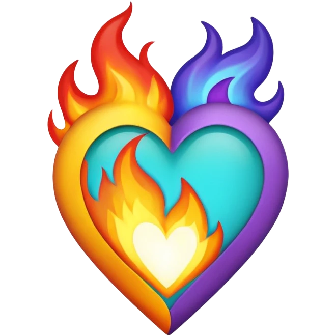 Make flaming hearts in all colours emoji