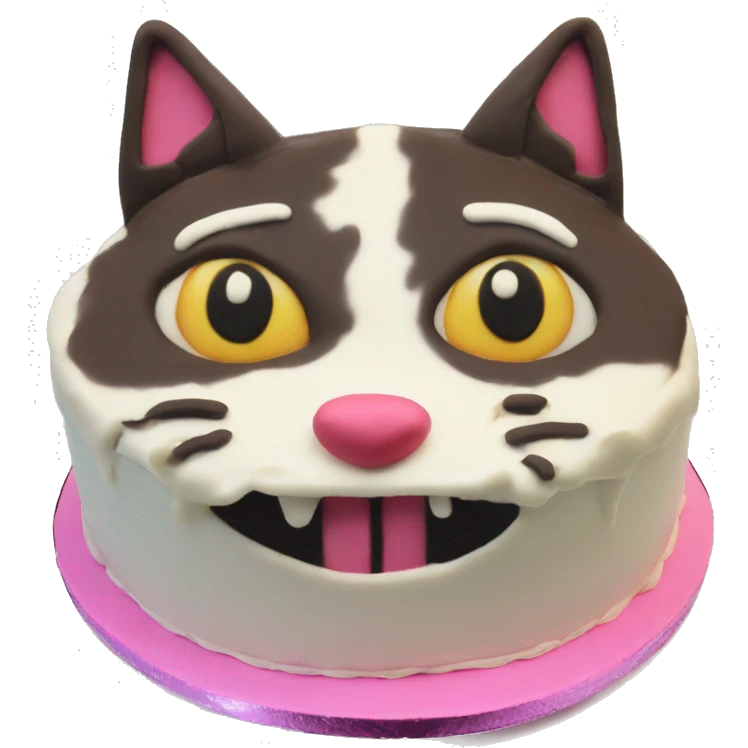 Half eaten cat themed Birthday Cake  emoji