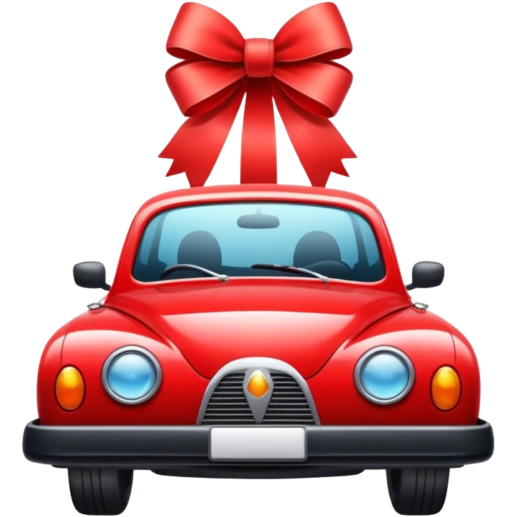 car with red bow on top emoji