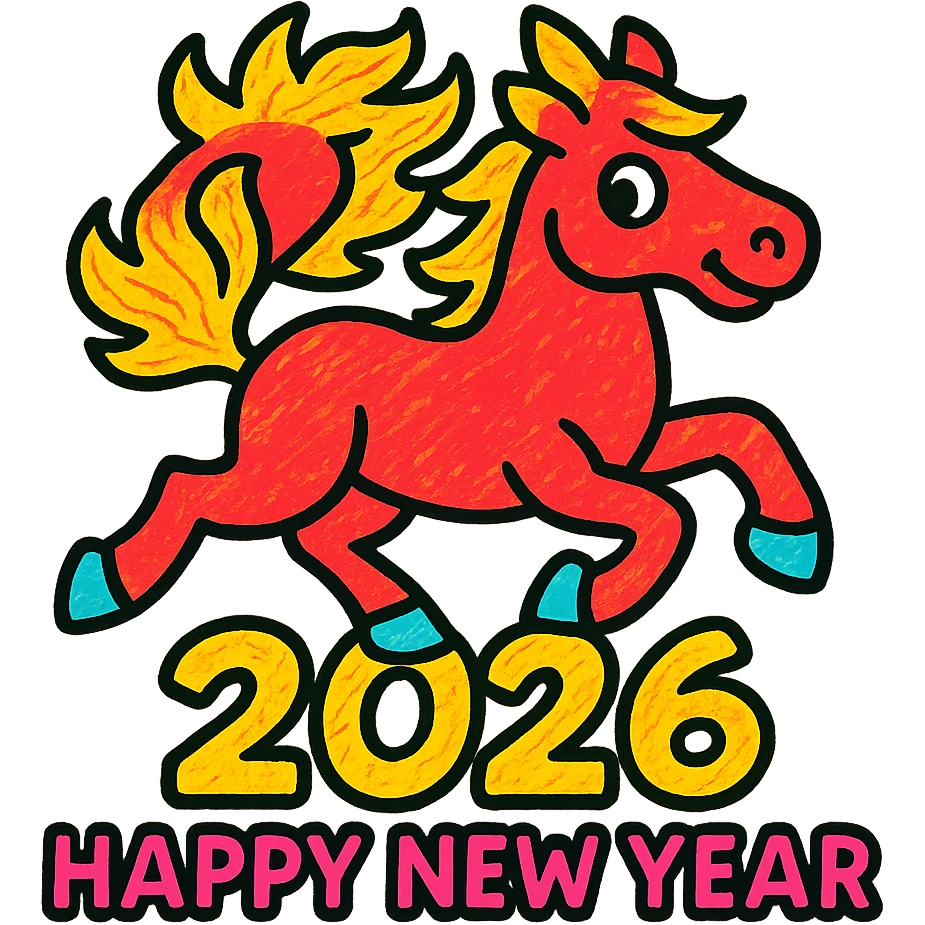 
Running red fire horse symbol of new year 2026 according to Asian Chinese calendar. greeting card or banner. vector illustration emoji