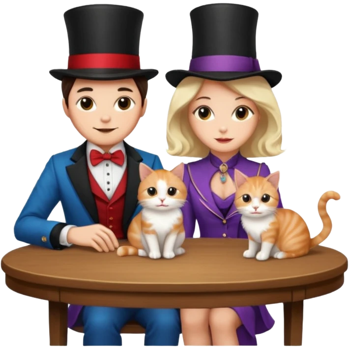 magician couple and their pet cat emoji