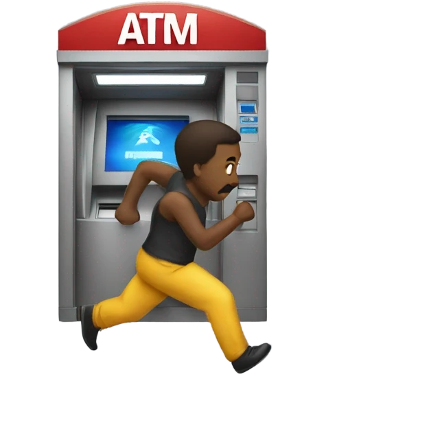 Robert running to an ATM emoji