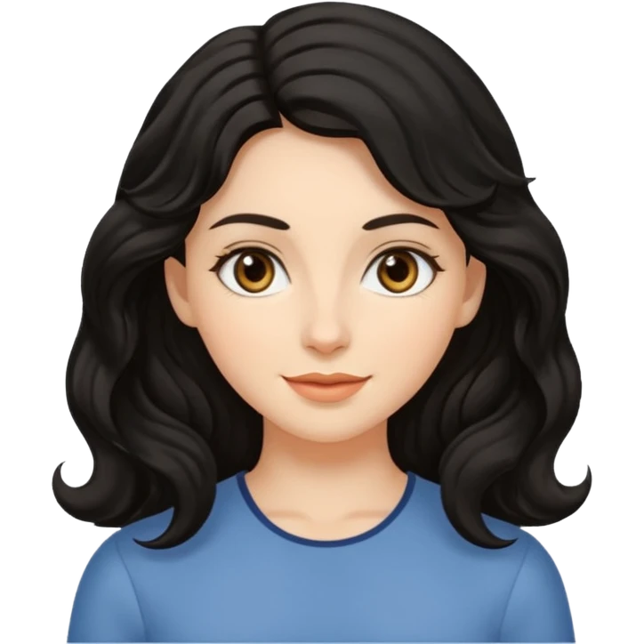 Beyaz tenli çıplak kadınsiyah dalgalı saçı olan çekik gözlü   emoji