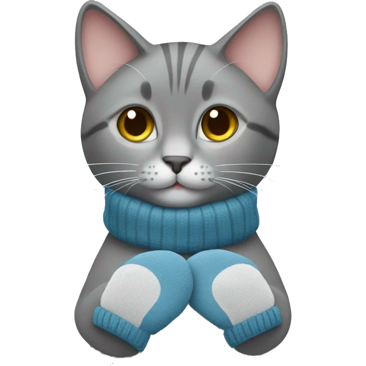 Grey cat with mittens on emoji