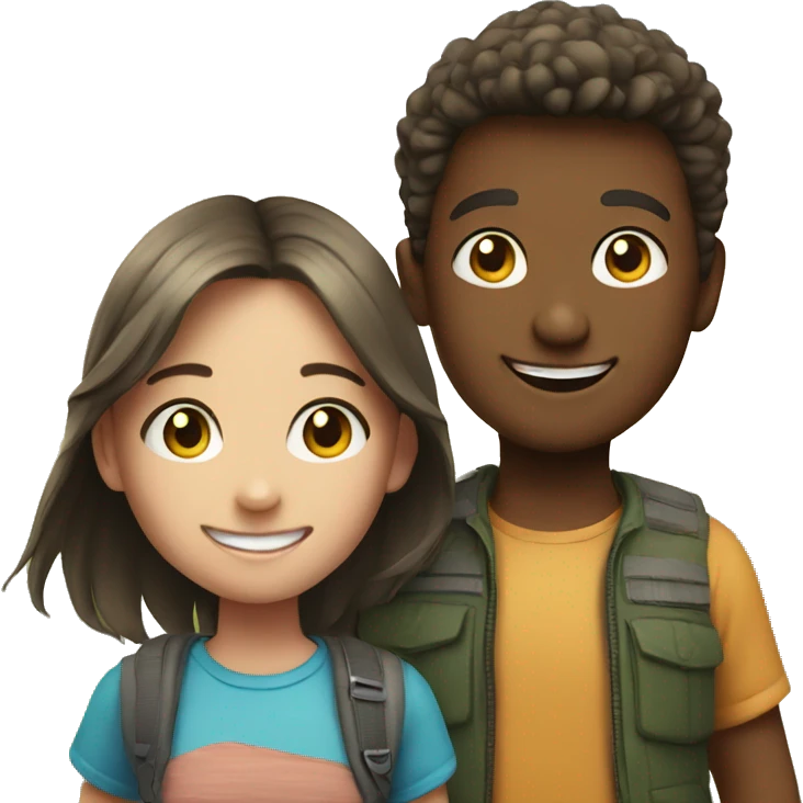 smiling girl and boy outdoors emoji