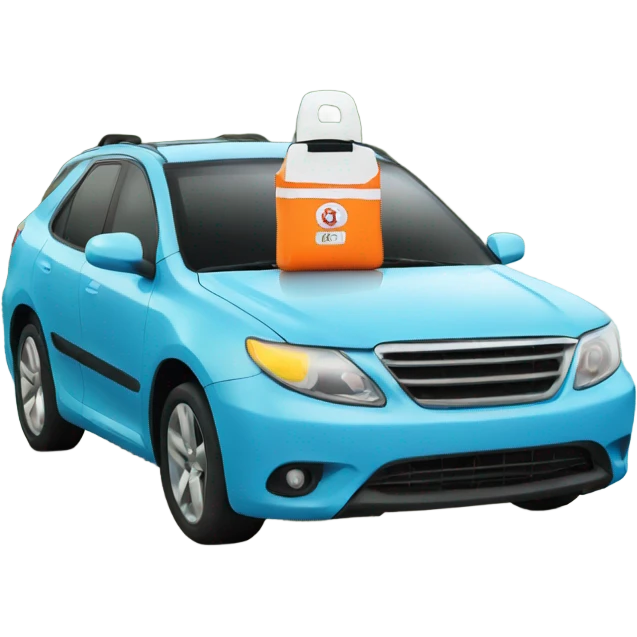 A car wearing a life jacket emoji