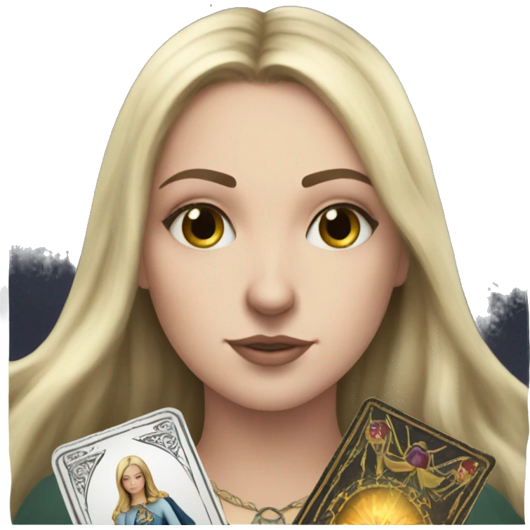 white girls and tarot card with corwn on had emoji