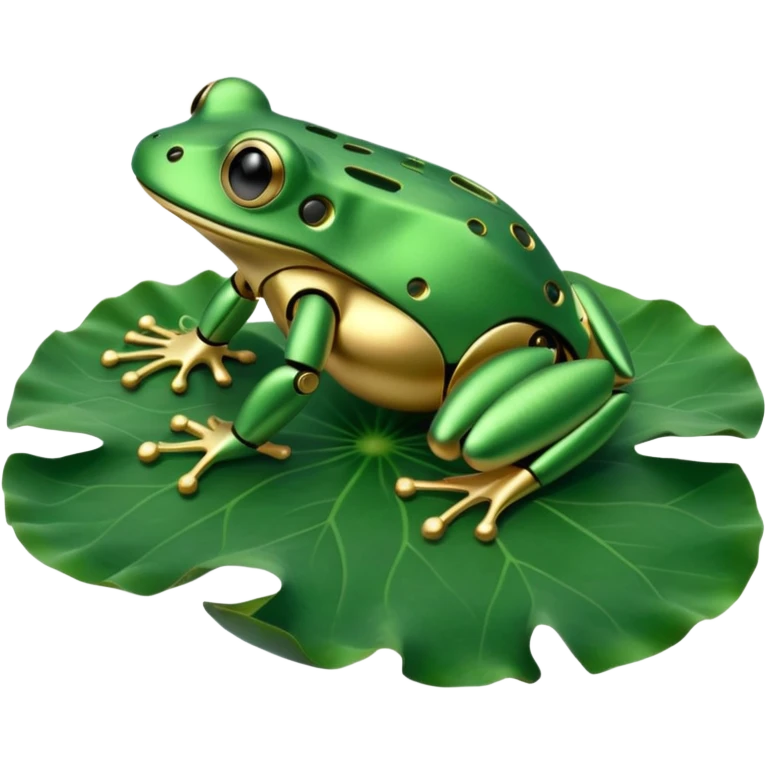 robot frog on lotus leaf emoji