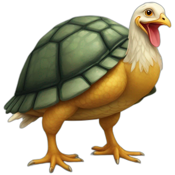 Poule sur une tortue emoji