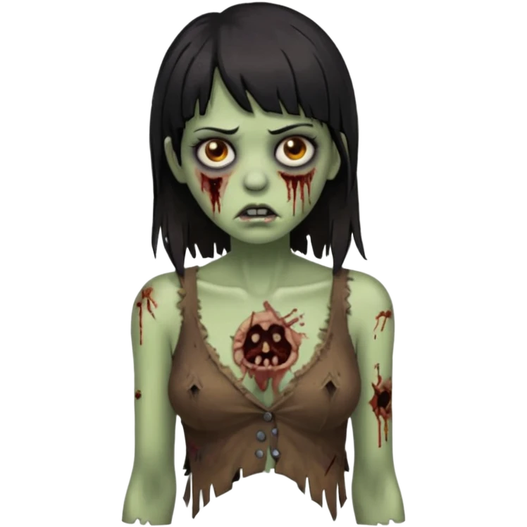 menina zumbi de franja e morena cabelos pretos e seios avantajados emoji