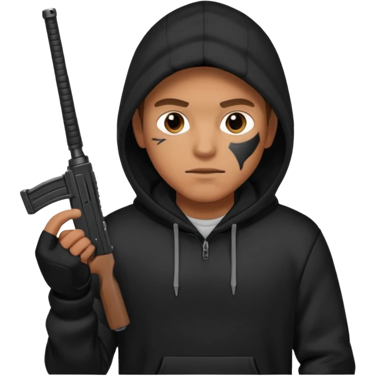 Hombre con capucha negra y arma emoji