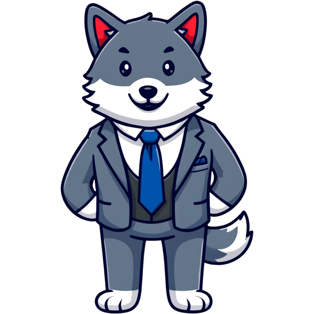 wolf stockbroker with suit and tie emoji