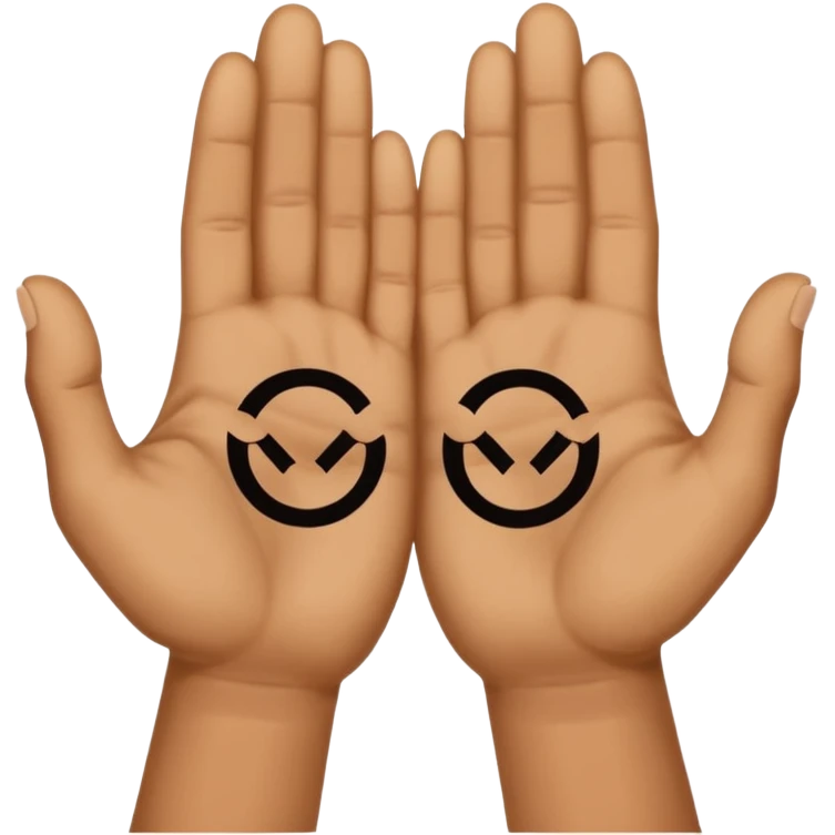 Ανοιγουν χερια και γραφει την λεξη συμβολισμος emoji