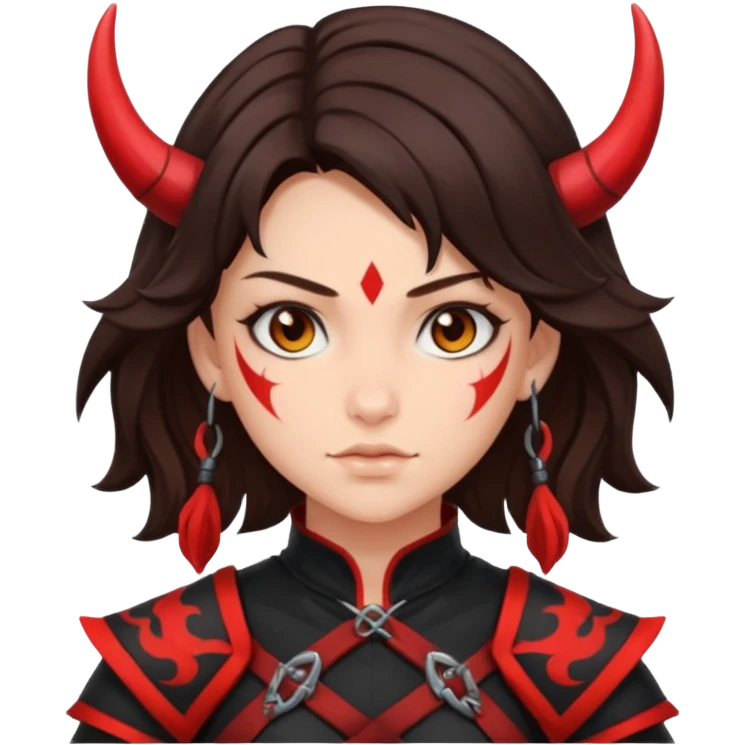 Brunette woman in a demon slayer outfit emoji