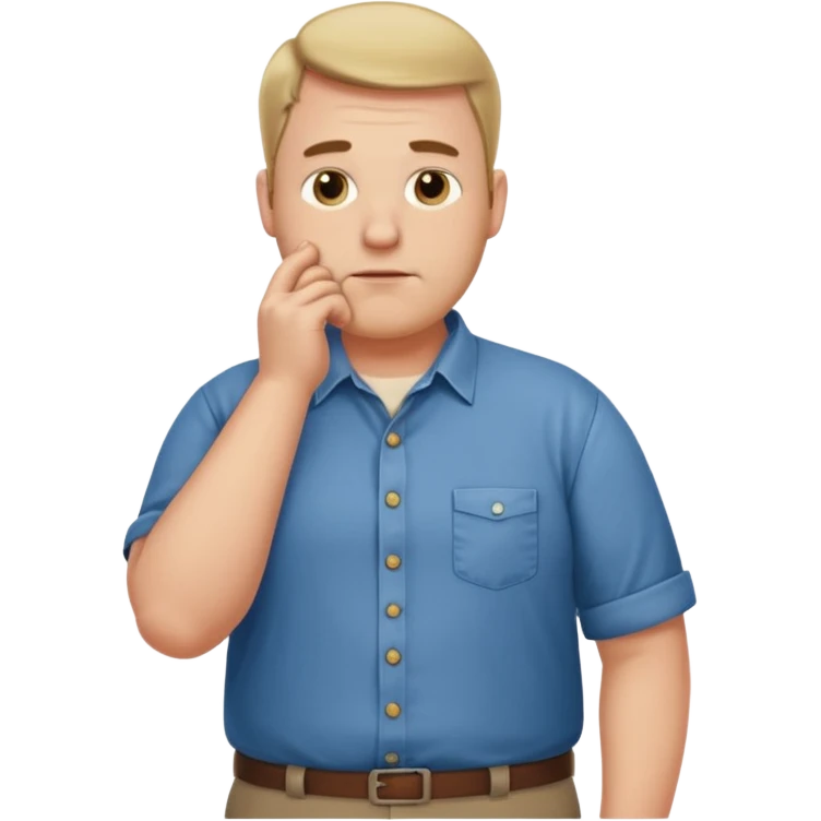 stocky man with hand on chin full length emoji