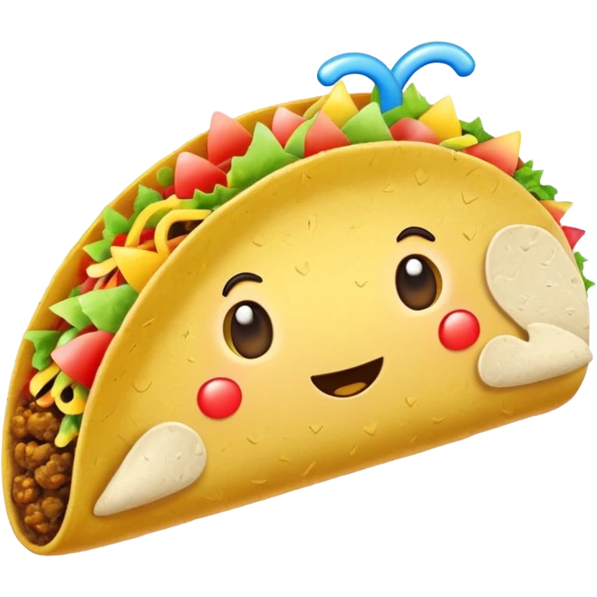 taco with white wings and rainbow question marks on the sides. emoji