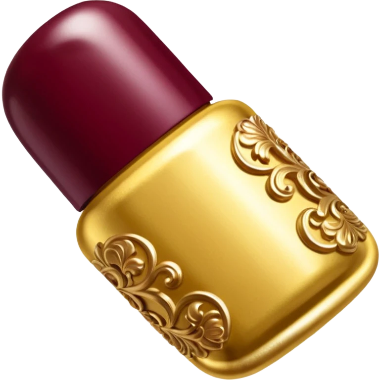 gold and burgundy rococo inflatable puffy nail polish emoji