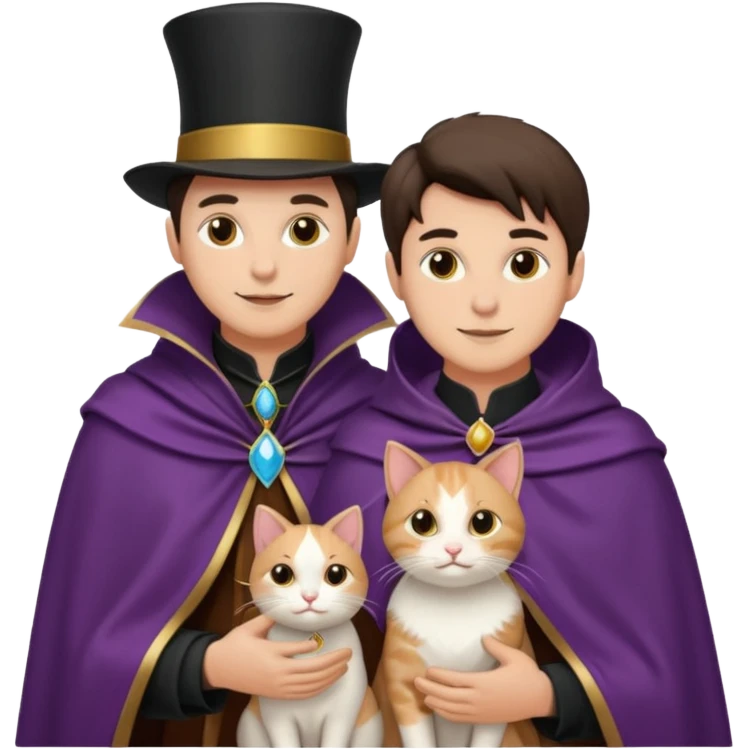 magician couple and their pet cat emoji