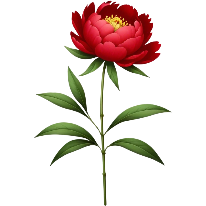 single Red Red Peony, straight stem emoji