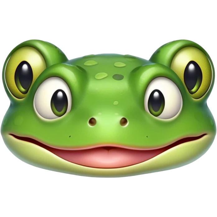 Green frog with its tongue sticking out and cross-eyed, silly expression emoji