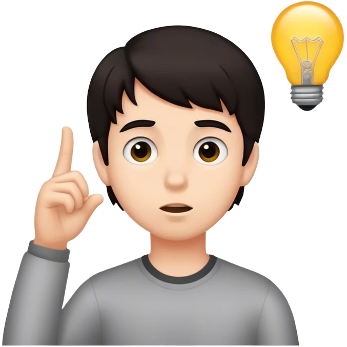 boy with dark hair having an idea emoji