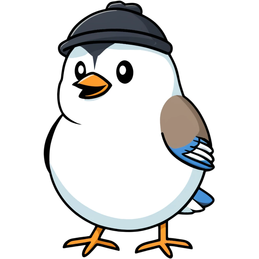 cute chickadee bird with black cap and white cheeks emoji
