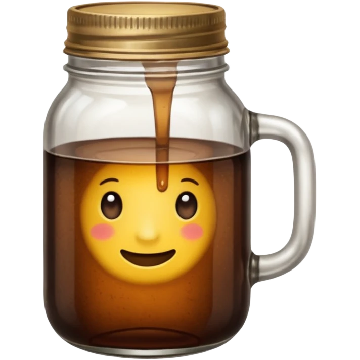 maason jar without any stars, 2d, in google emoji style, mason jar with dark fluid (like kvass) emoji
