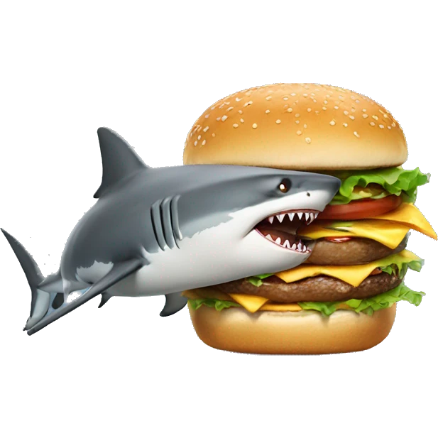 angry shark eating a burger emoji
