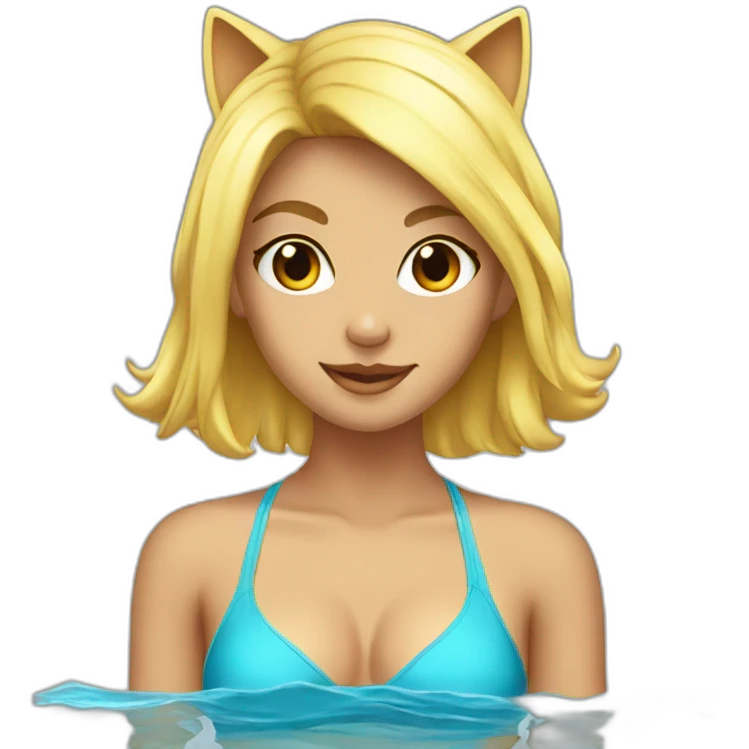 hot catgirl blonde swim suit emoji