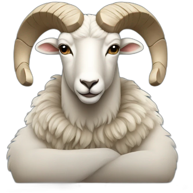 a ram sits with a macbook emoji