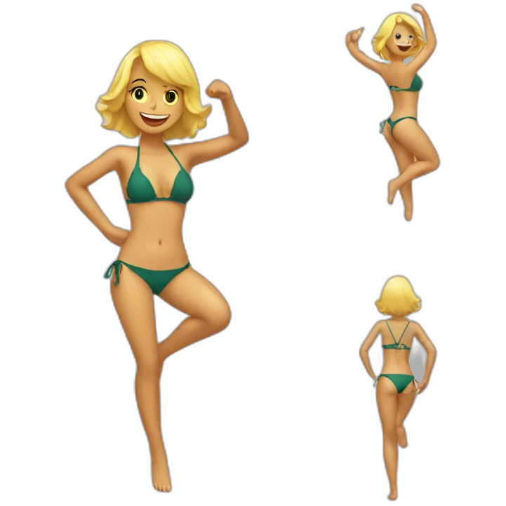 Blonde girl dancing with bikini emoji