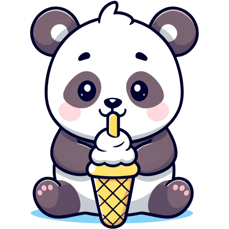 Panda eating ice cream emoji