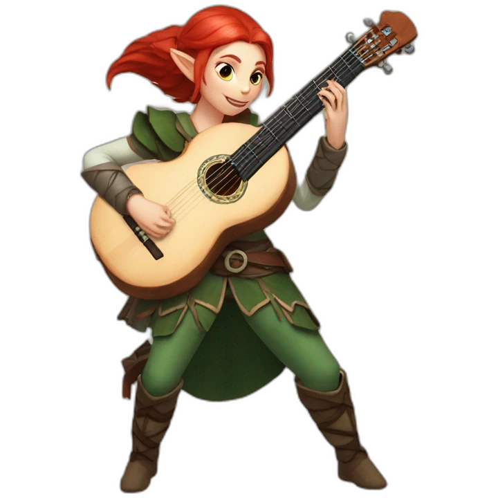 Baldurs gate 3 female elf bard with red hair playing a lute emoji