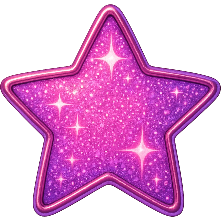 girly sparkling pin, star-shaped, no background emoji